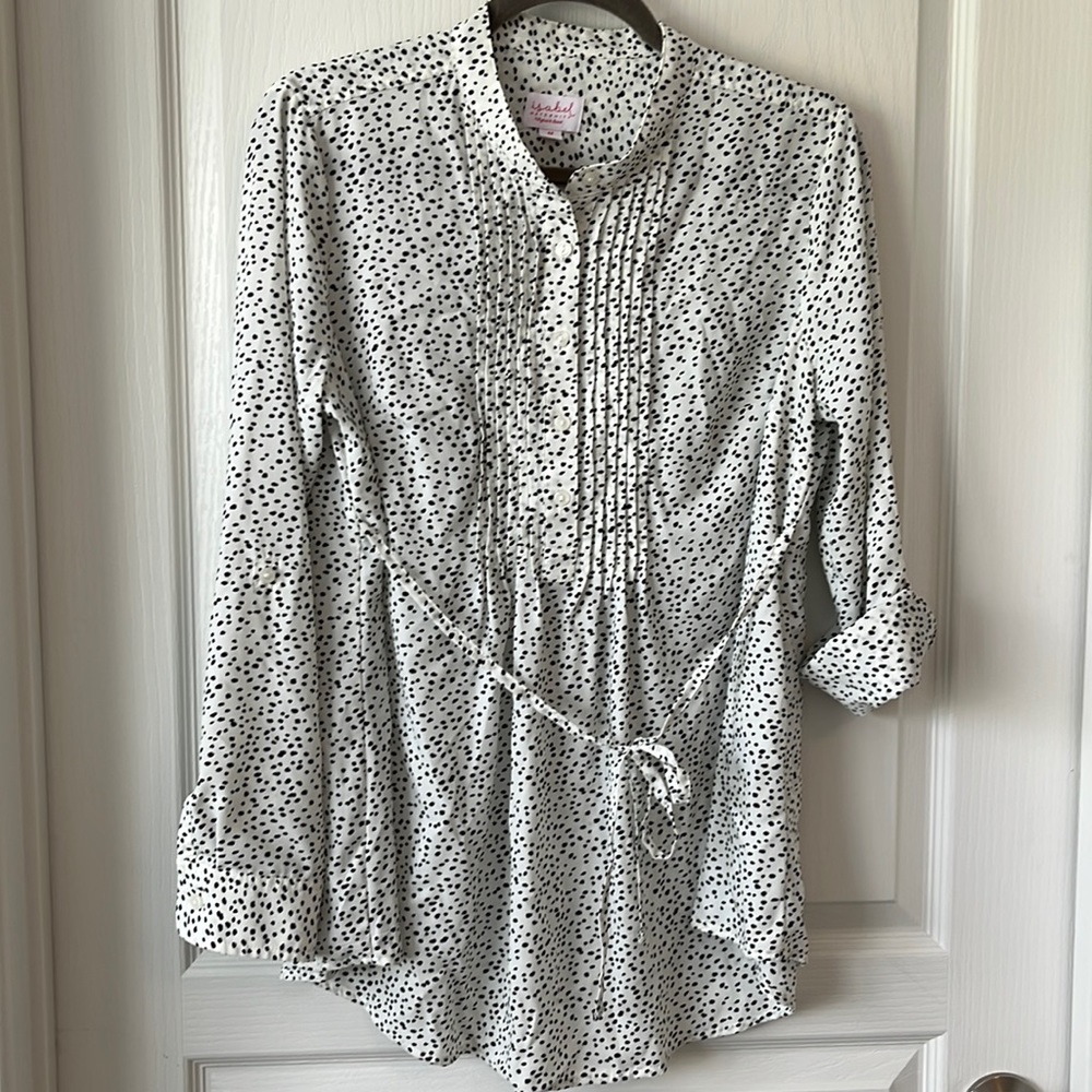 Isabel Maternity Top Long Sleeve Black and White Medium